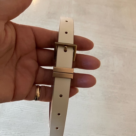 AllSaints Cream Leather Slim Belt with Gold Accent main image 7